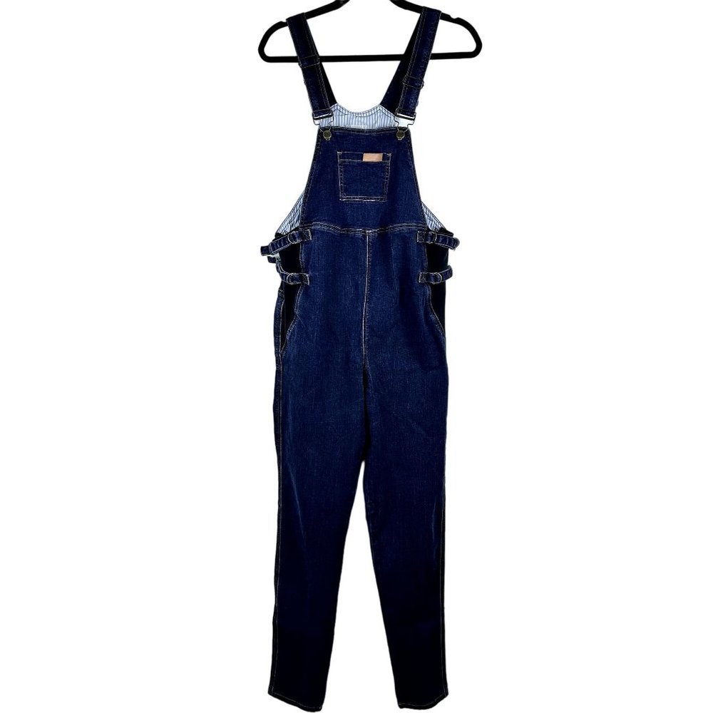 JOhnny's Mama Maternity Jeans Overalls XL Belly Support Side Expansions Stretch